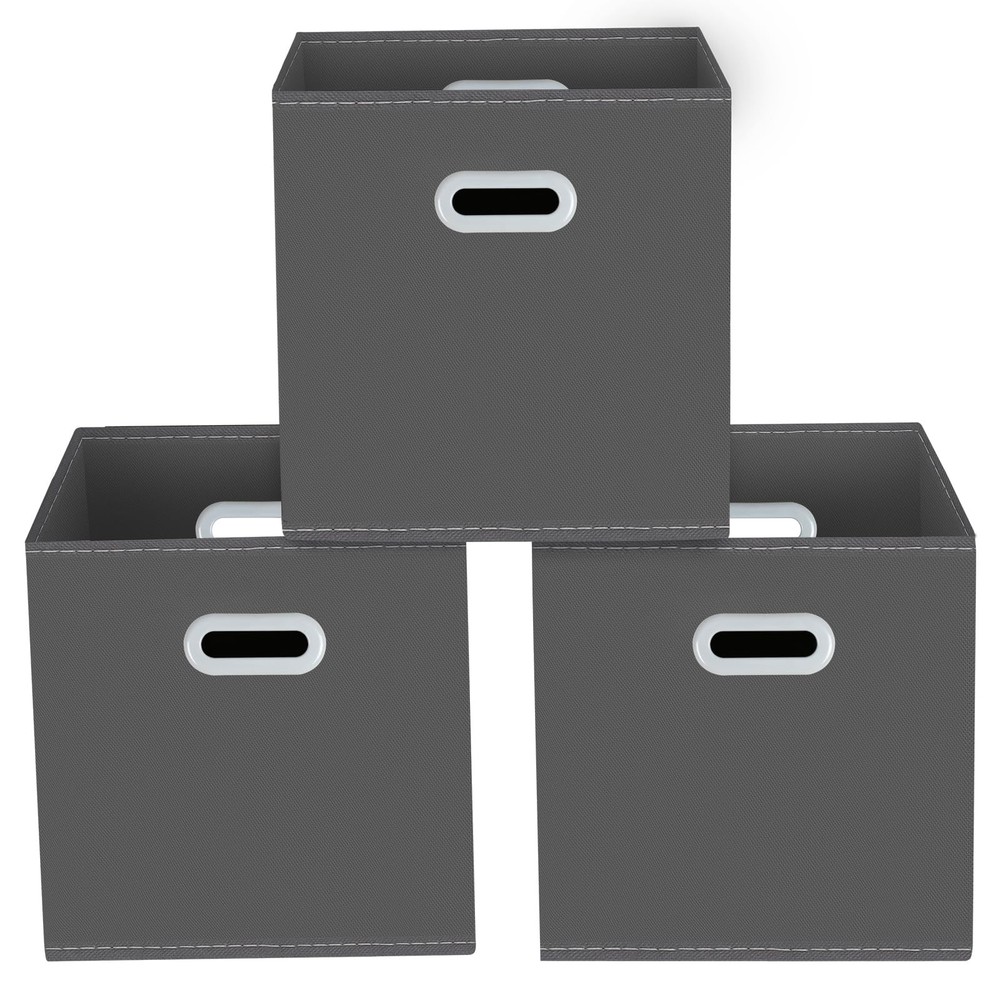 Yunkeeeper storage bins Cubes, Fabric Cube Organizer with 3 Pack, Gray