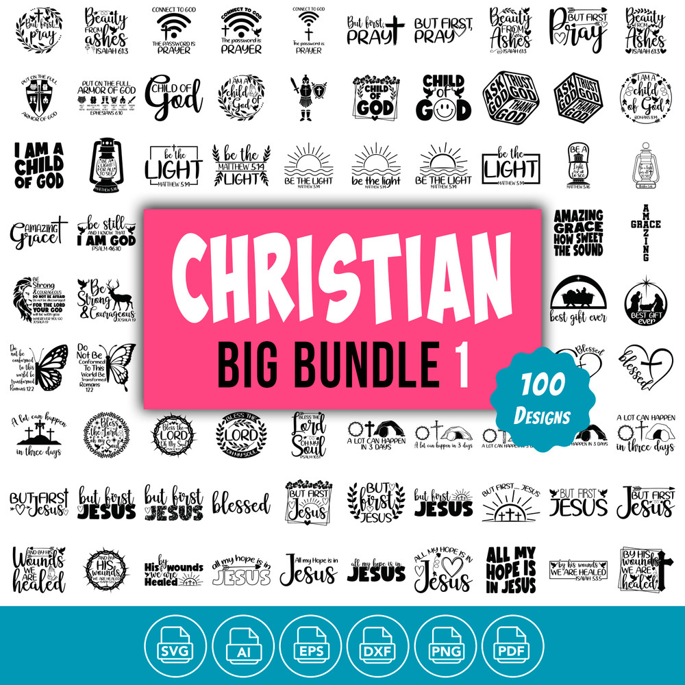 100 Christian SVG Bundle Pack 1, Bible verse SVG Bundle # Download Digital