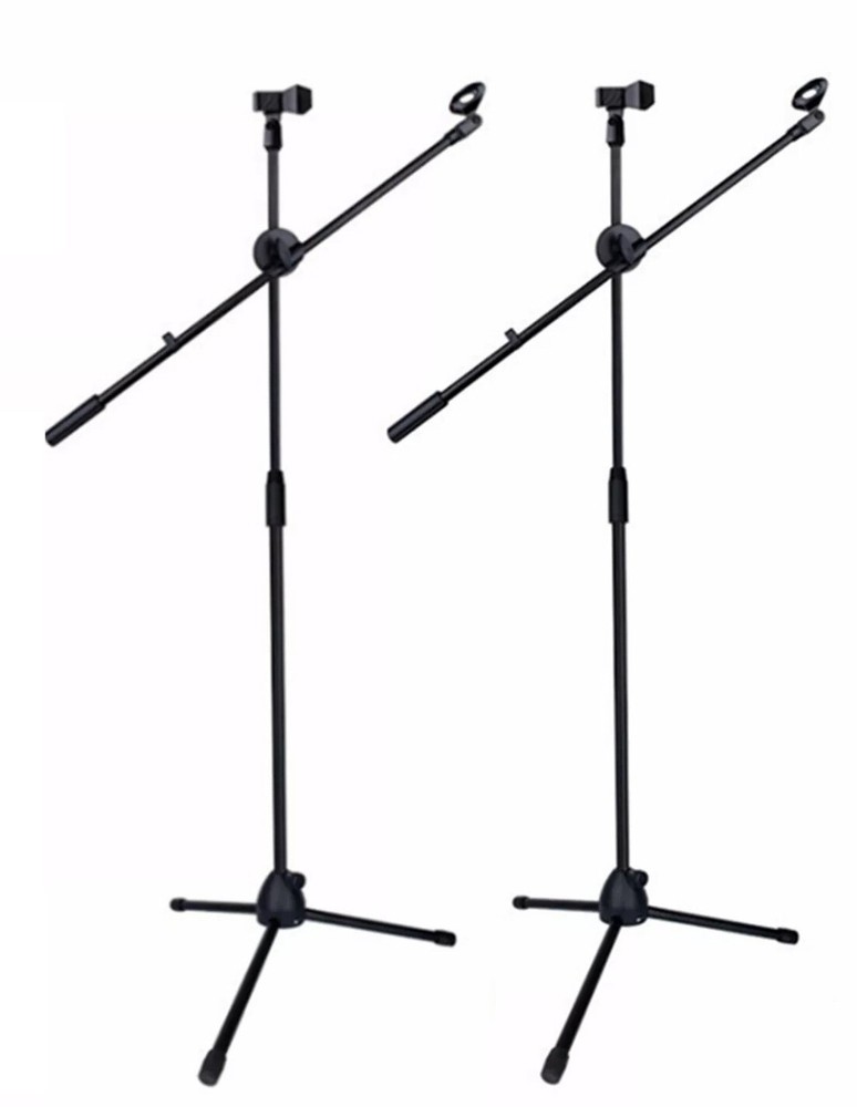 2 Pack Telescoping Foldable Microphone Tripod Boom Arm Stand Mic Clips Included!