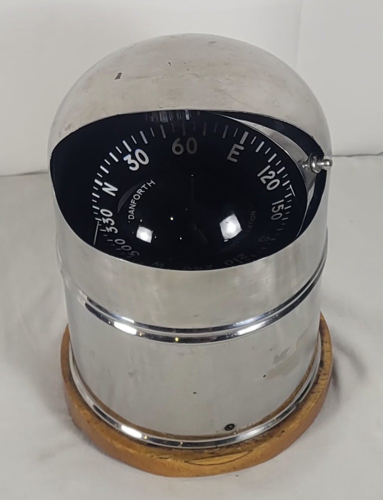 Vintage Danforth  Constellation Stainless Steel Marine Compass 8" Base