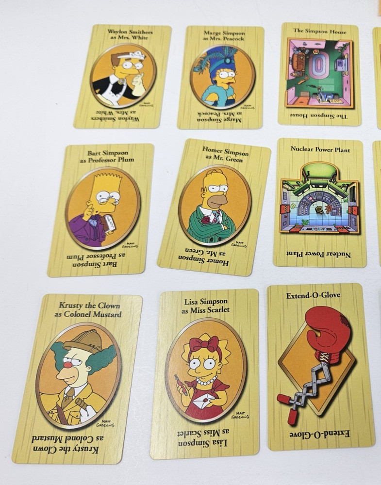 The Simpsons CLUE Board Game Replacement 21 Cards with Envelope