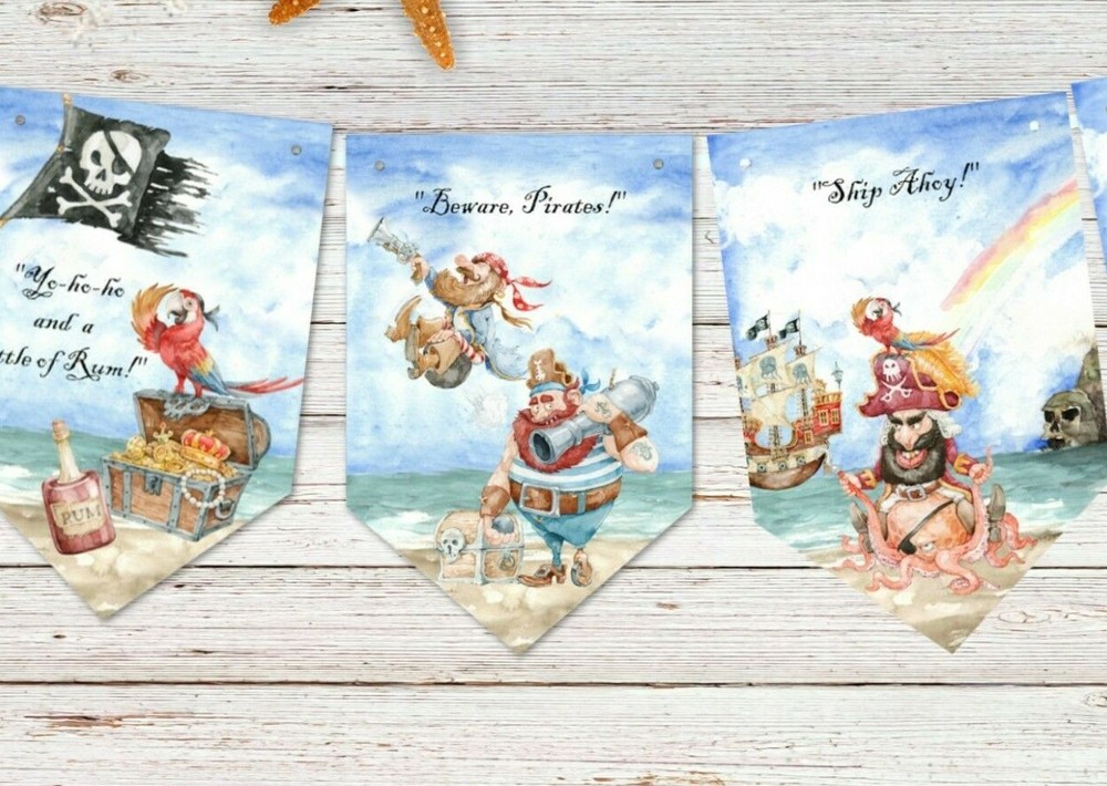 Pirate Bunting Banner & Ribbon - 8 Flags