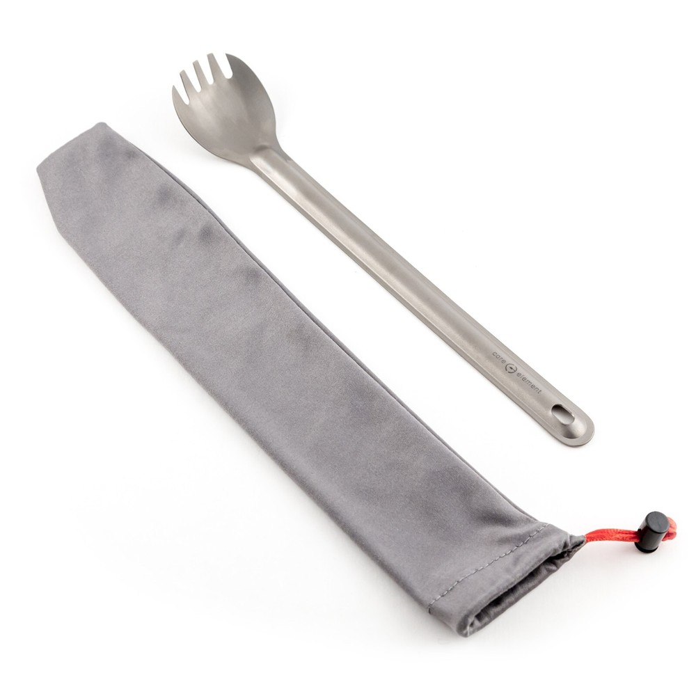 4-PACK Titanium Long Handle Spork Ultralight Backpacking Core Element Deep Pouch