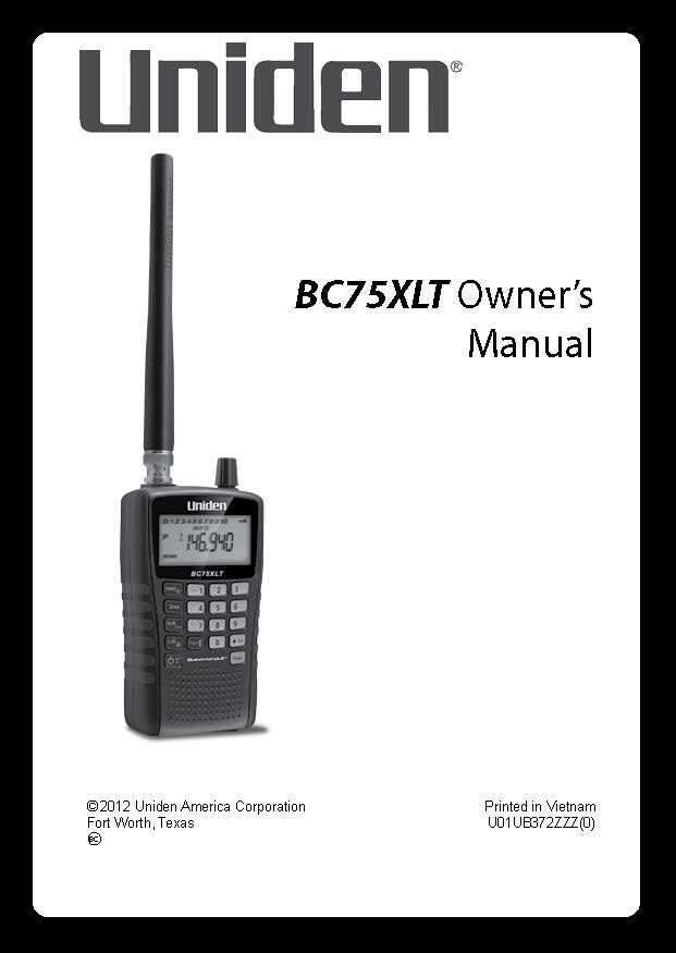 Uniden BC75XLT Instructions Operating Manual User Guide Coil Bound