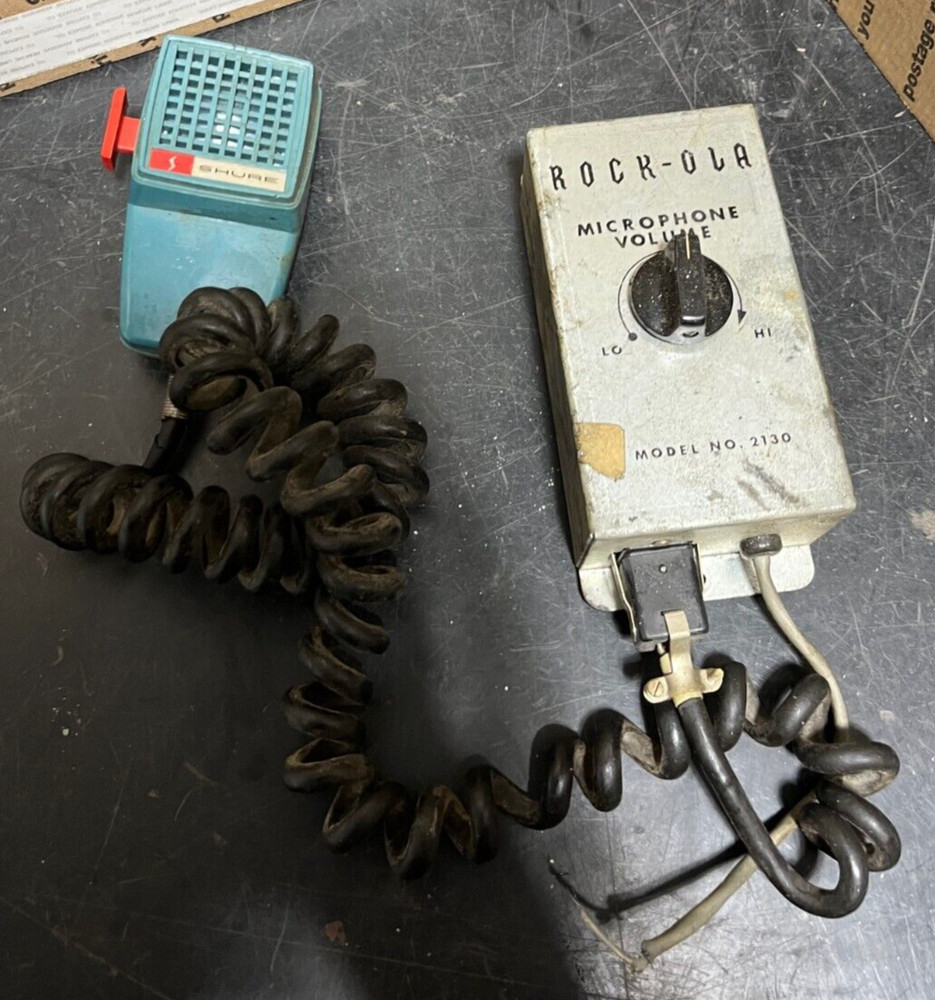 Vintage Rock-Ola Microphone Volume Controller Model 2130 With Shure Handheld Mic
