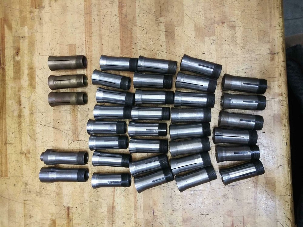 35-Some Hardinge 5C Emergency Collets, (3) Brass, Internal Threads EC, CNC Lathe