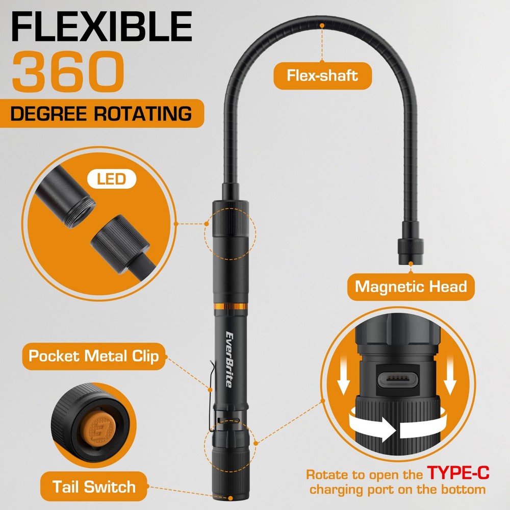 EverBrite Multi-Functional Rechargeable Work Light w/3 Light Modes Flexible