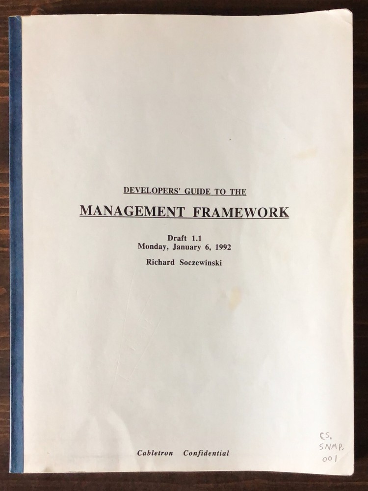 Cabletron Systems - Developers Guide To The Management Framework  Manual (1992)