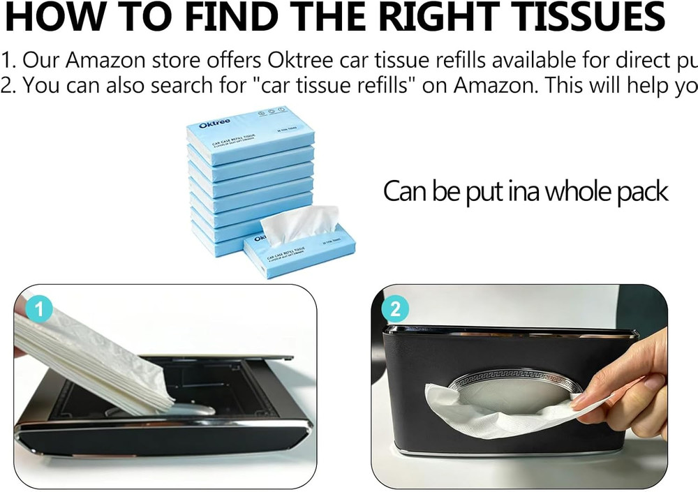 Faux Leather Car Tissue Holder for Interior, Multi-Function Tissue Box, Armrest
