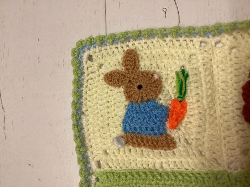 One Handmade Crochet SPRING/EASTER themed blanket 65cmx52cm