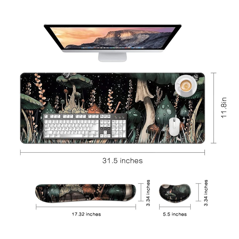 MIBITRI Keyboard Mouse Pad Set, Extended Gaming Mouse Pad+Ergonomics Keyboard...