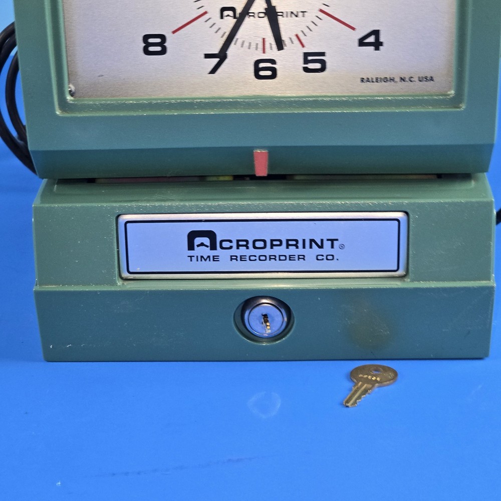Acroprint Time Recording Co Time Clock 150NR4 working With key