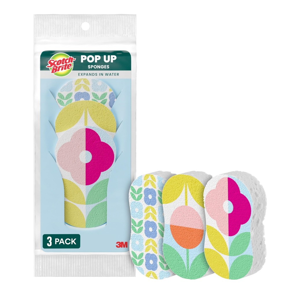 Scotch-Brite Brite Blooms Pop Up Kitchen Sponges, Unique Compressed Kitchen S...