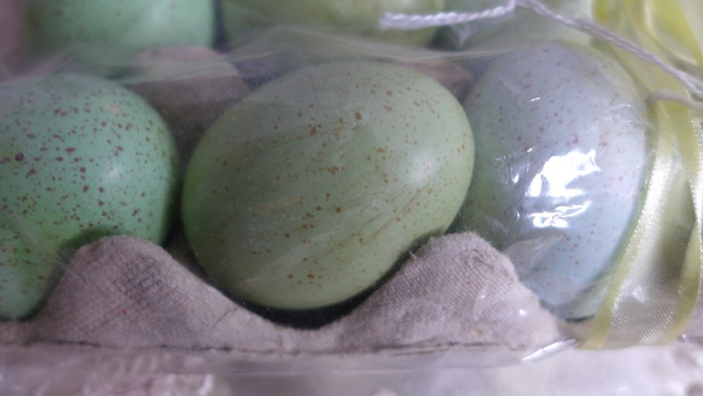 12 Speckled Pastel Blue Green Easter Eggs Decor Spring Basket Tier Set