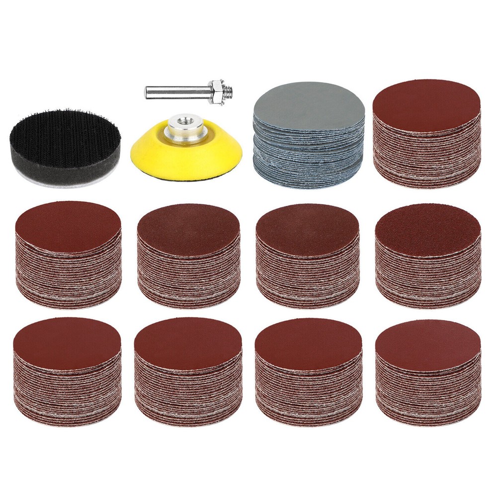 303Pcs 2" Sanding Disc Hook Loop Sander Paper Backer Pad + Drill Adapter Kit