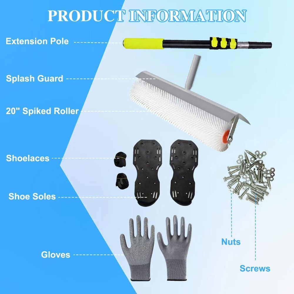 Self-Leveling Floor Tool Kit with Spiked Roller, Epoxy Floor Tools, Paint Rol...