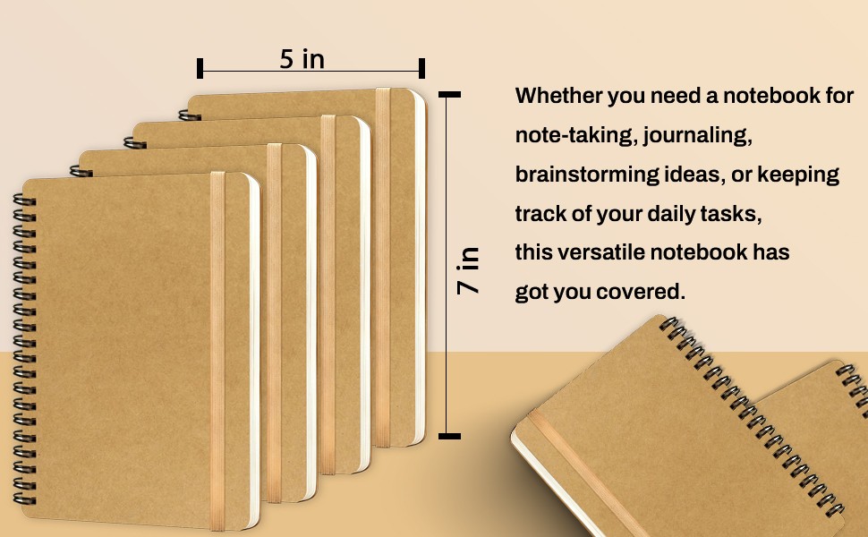Spiral Notebook, Spiral Journal Notebook, Notebooks for Work, Note Taking,