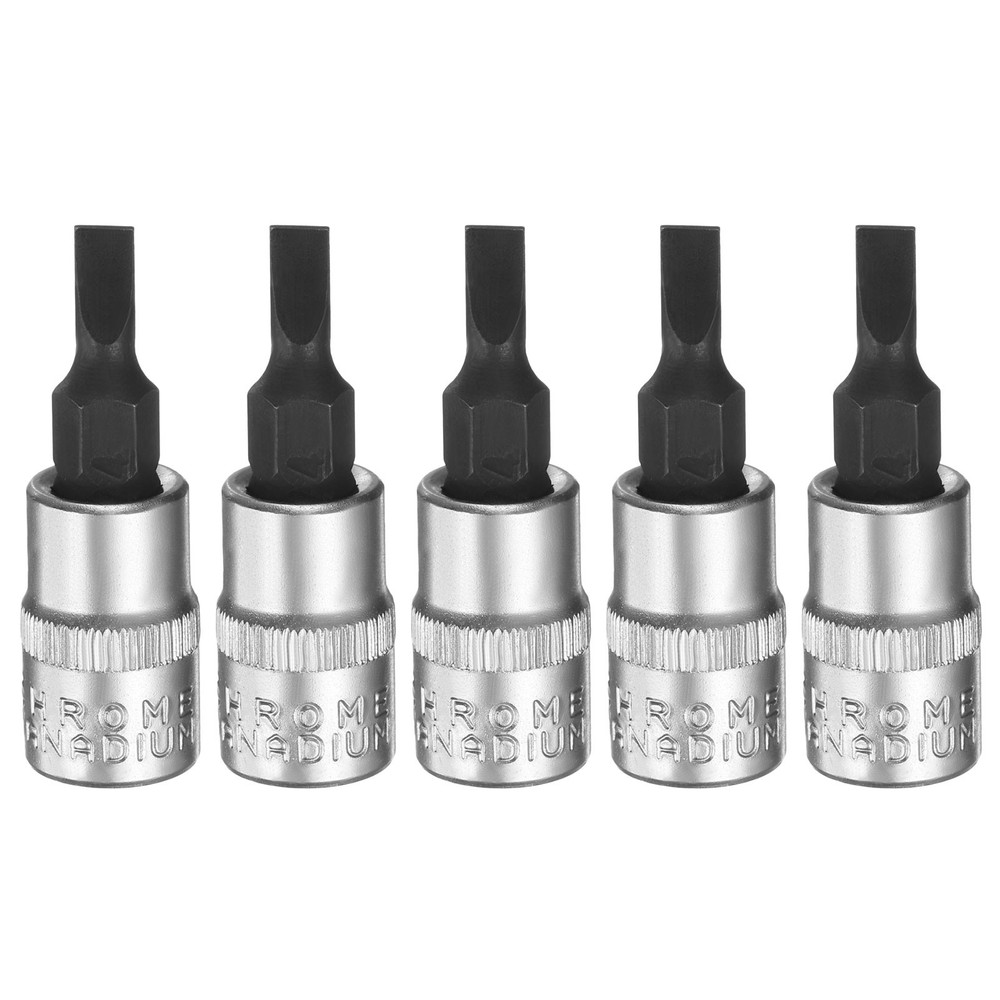 5pcs FD4 Slotted Bit Socket 1/4" Square Drive Extension Impact Bit, Black