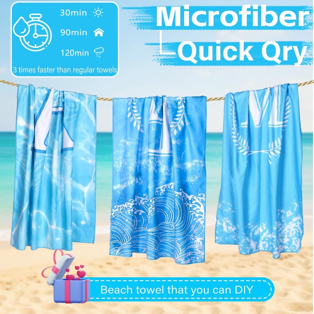 Personalized Monogrammed Thin Beach Towel Sand Free Quick Dry Super Absorbent...
