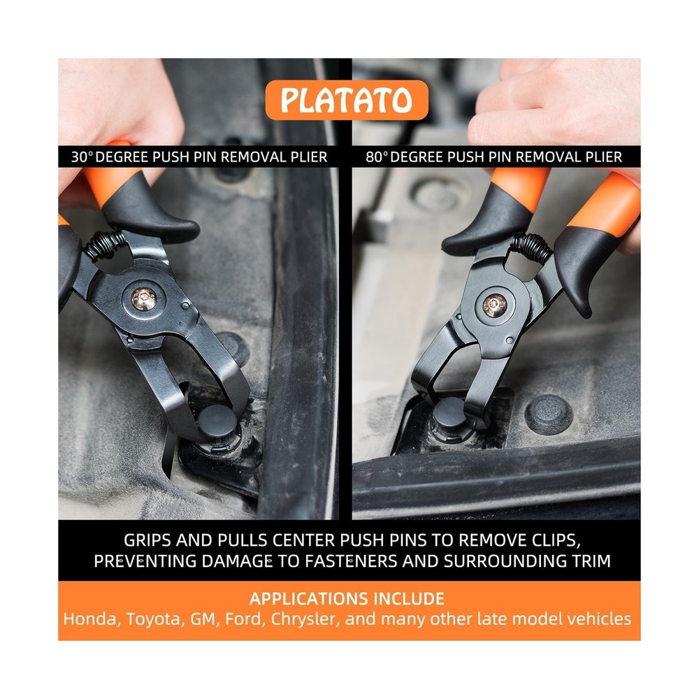 Push Pin Pliers Set 2Pc - 30掳 & 80掳 - Auto Panel Clip Removal Tool