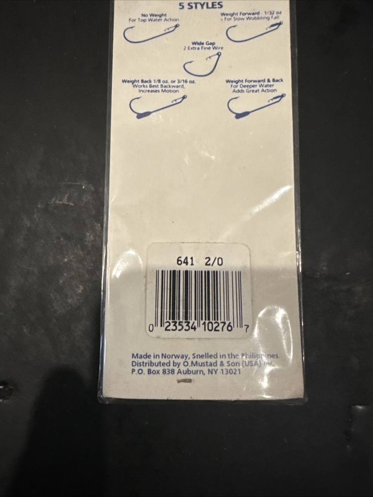 Mustad Ref 641 Beak Size 2/0 12lb Test 5 Per Pack