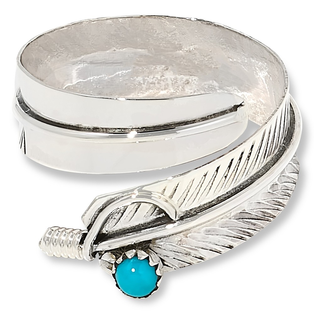 Chaco Canyon Sterling Silver Sleeping Beauty Turquoise "Feather" Ring