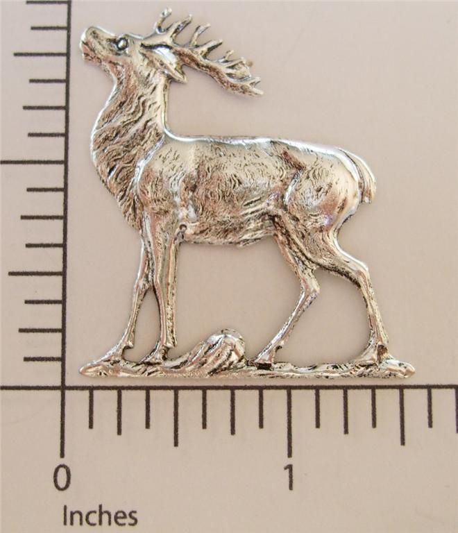 43614        Matte Silver Oxidized Large Standing Deer Brass Jewelry Finding