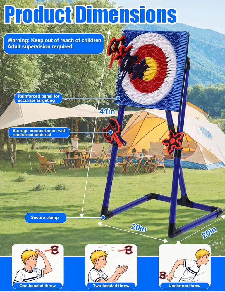 Axe Throwing Game for Backyard,Portable Bristle Target Set with 4 Axes & 4 Darts