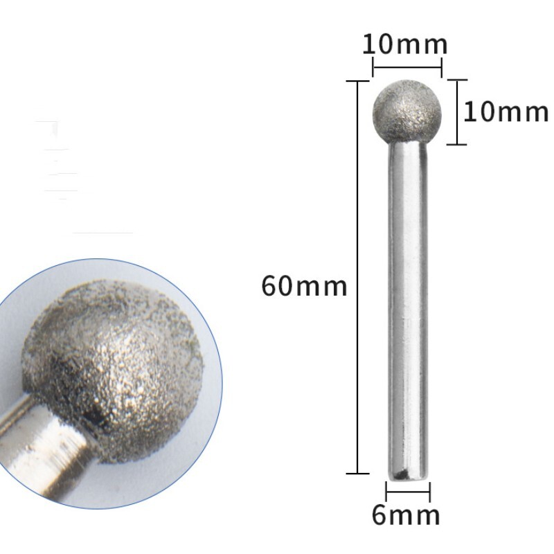 Diamond Mounted Points 120 Grit 10mm Sphere Head Grinding Rotary Bit 2pcs