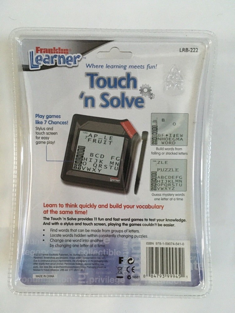 NEW Touch N' Solve 11 Mind Twisting Word Games - (Franklin Learner Electronics)