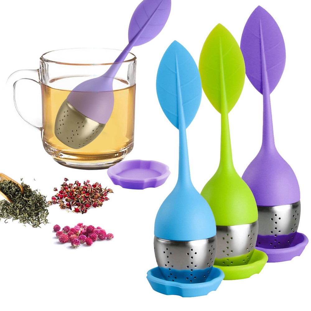 3PCS Silicone Loose Leaf Tea Infuser Stainless Herbal Strainer Filter Diffuser