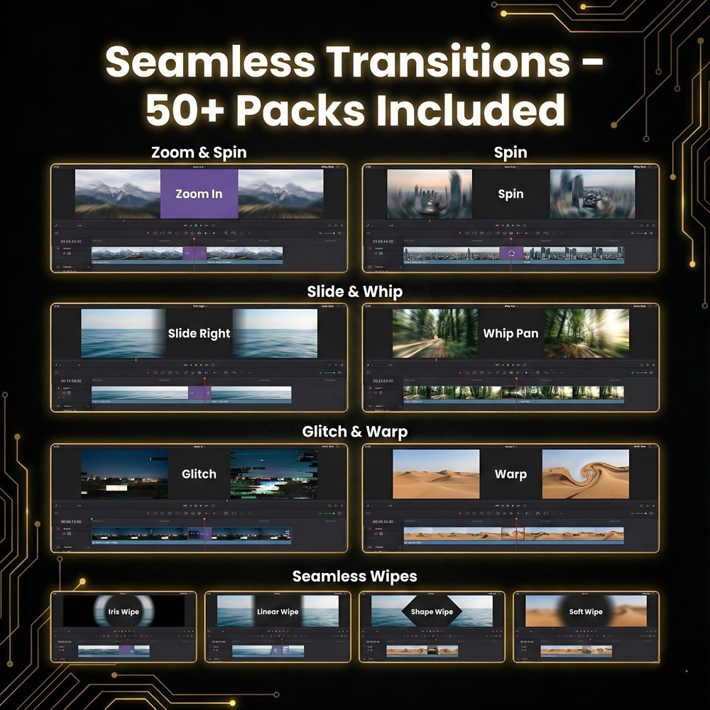 4000+ DaVinci Resolve Transitions LUTs & FX Presets