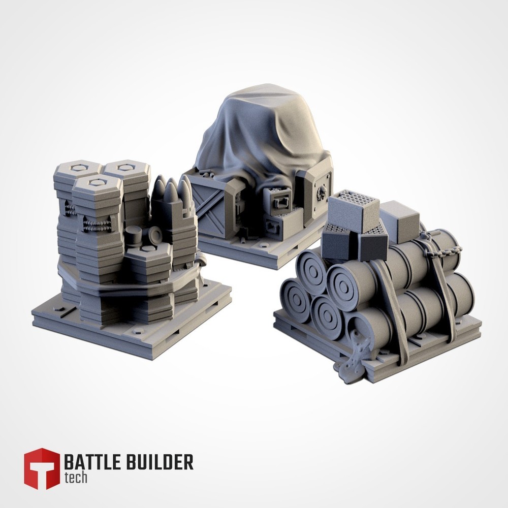 Supplies Cargo Boxes - 3d printed Tabletop Terrain Scenery for Grim Future