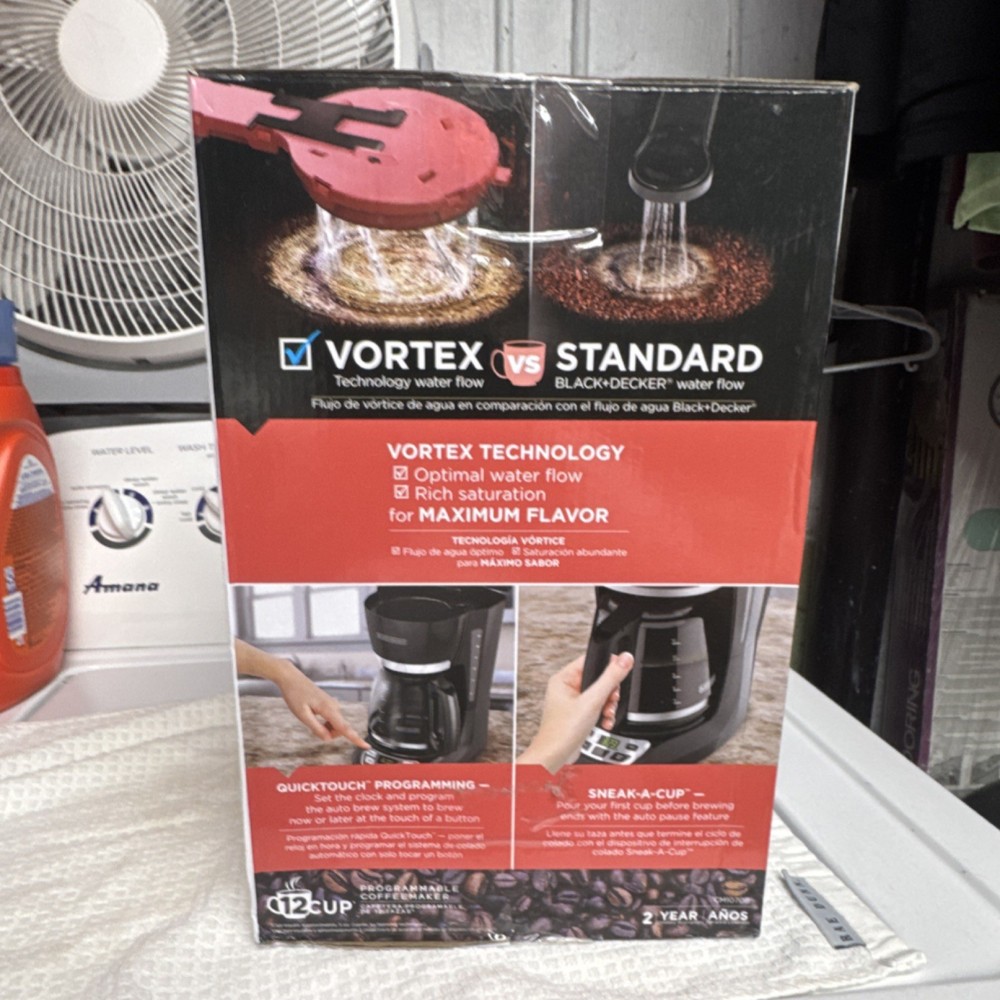 BLACK+DECKER 12-Cup Programmable Coffeemaker Black Vortex Technology