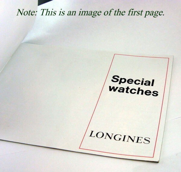 LONGINES 1972 Chronograph Series Identification & Instruction Brochure