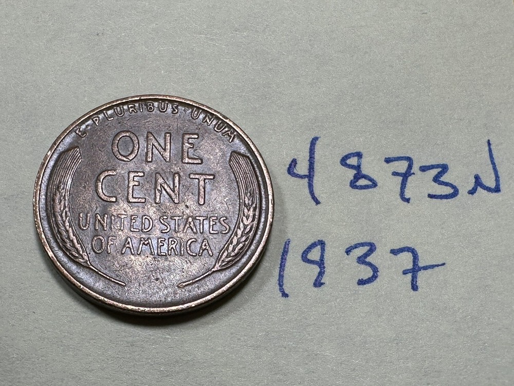 1937 1C Lincoln Cent WHEAT PENNY 4873N