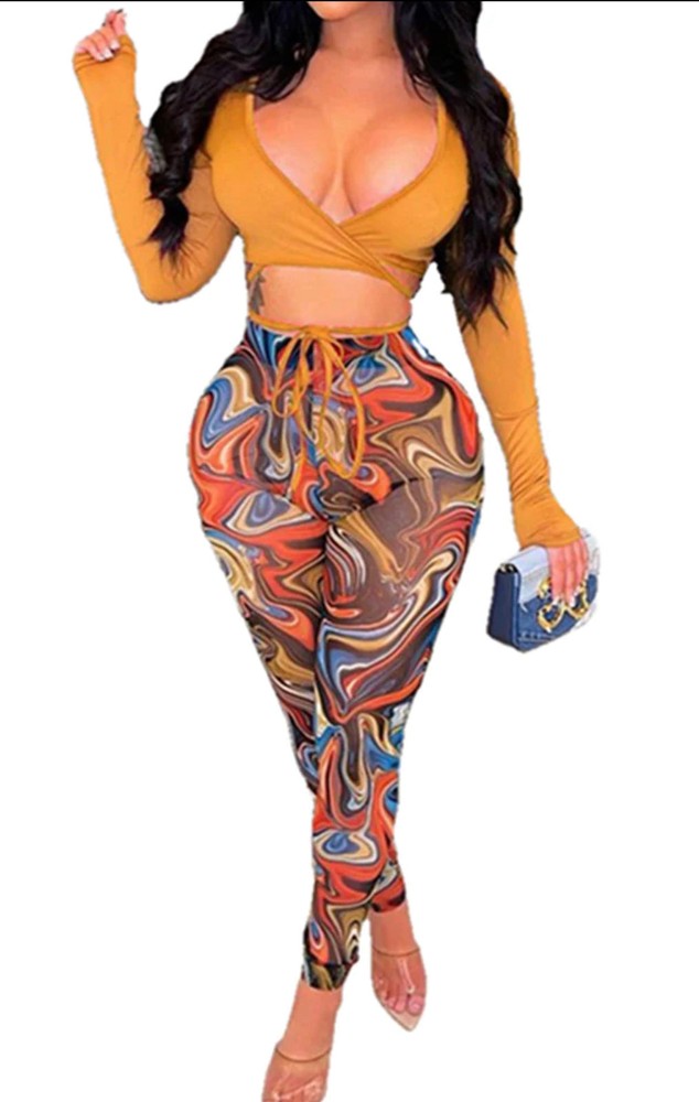Yellow Mesh Bodycon Set