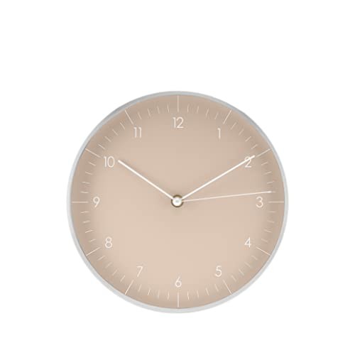 Modern Quartz Wall Clock with Silent Movement, Second Hand and Beige, 10"