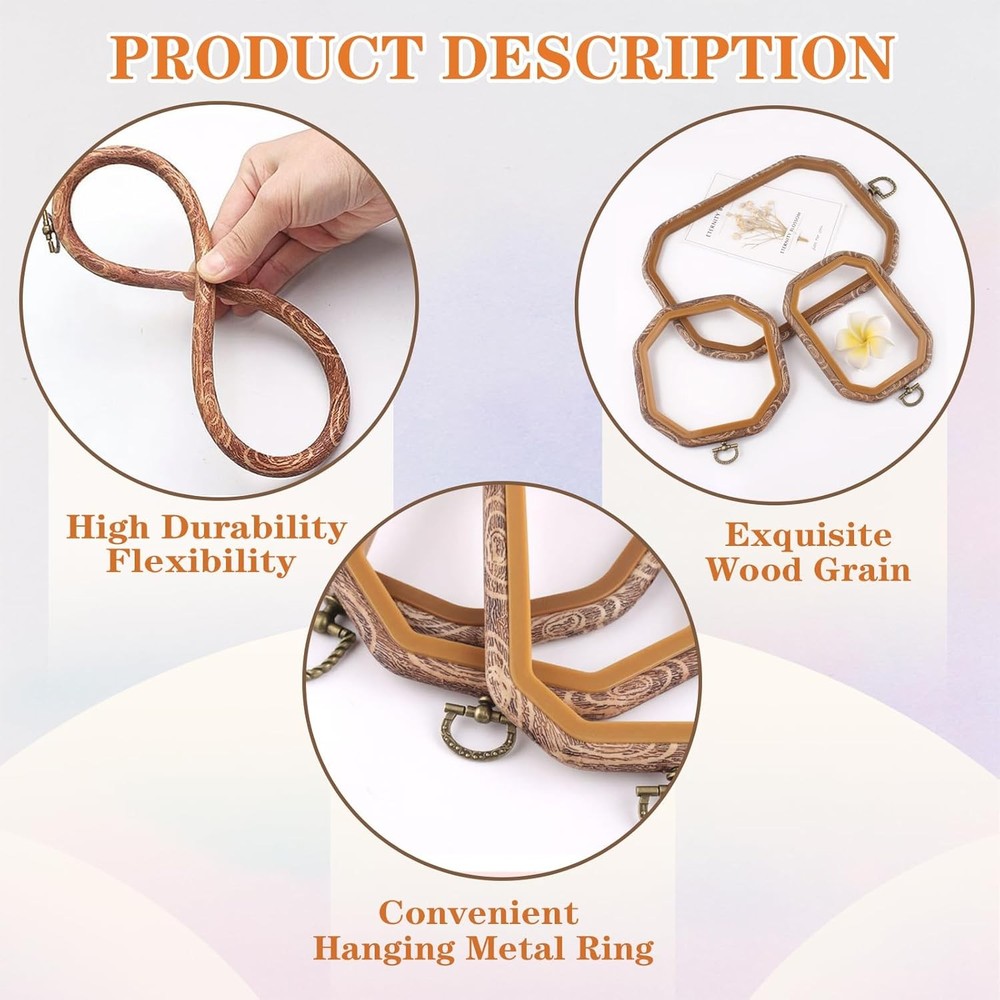 Embroidery&Cross Stitch Frames for Display,9Pcs Circle/Oval/Rectangle/Octagonal