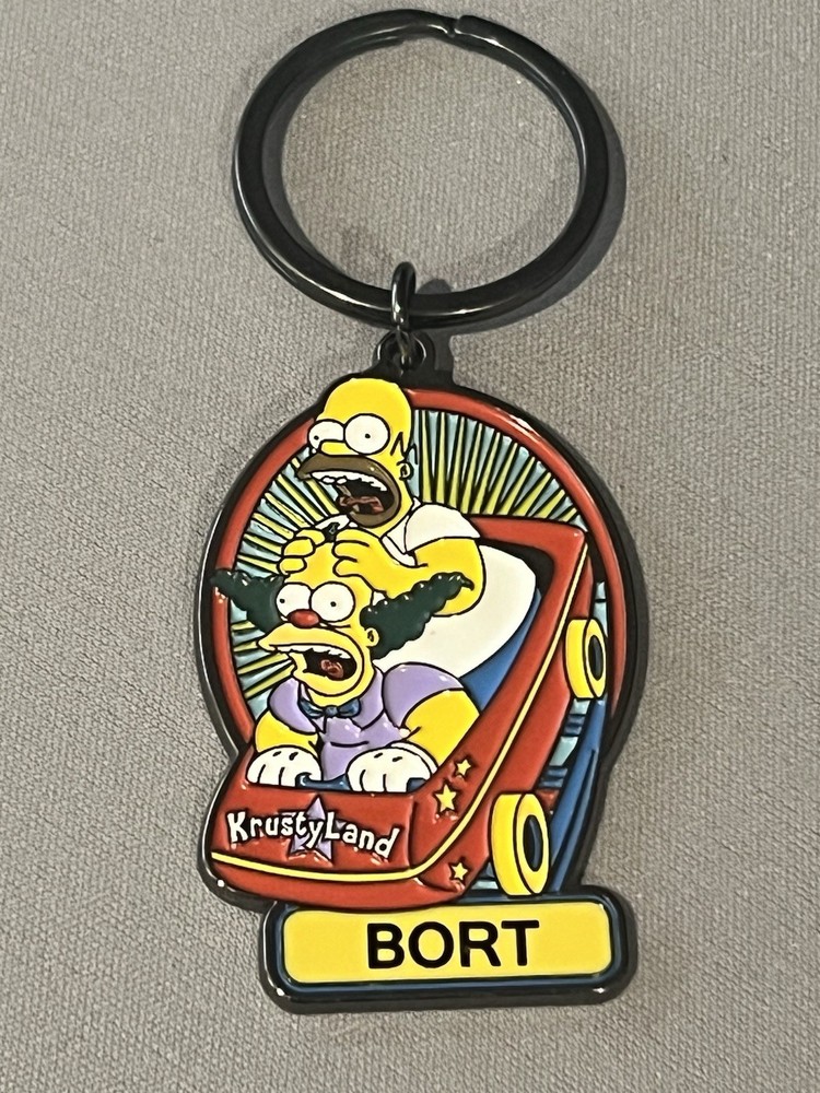 BORT Bart Krusty Clown Homer Simpson Krusty Land Universal Studios Keychain RARE