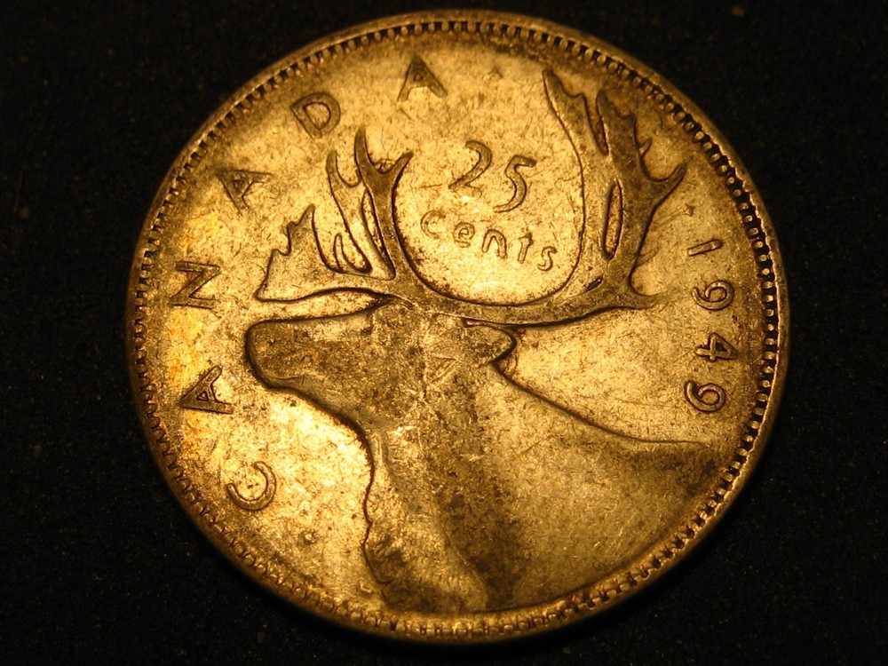 1949 80% Silver Canadian Quarter