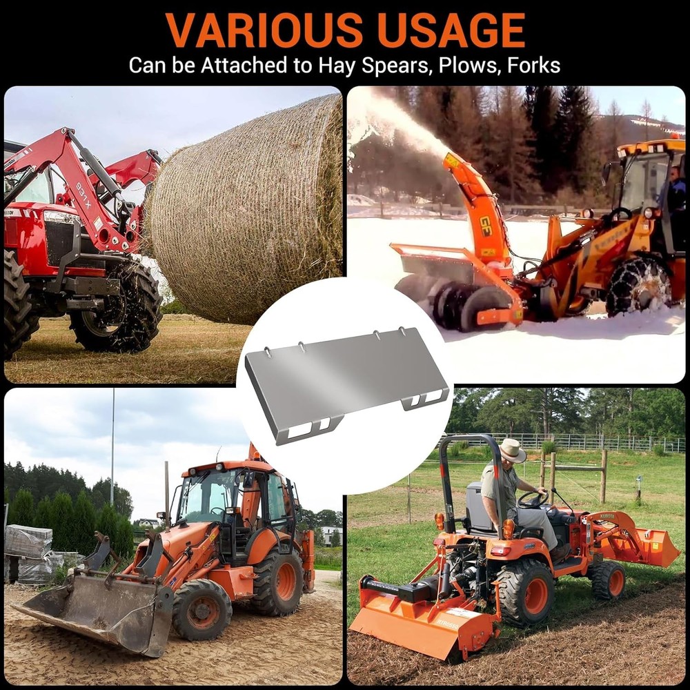 Universal 1/4 Quick Tach Attachment Skid Steer Mount Plate Adapter Loader