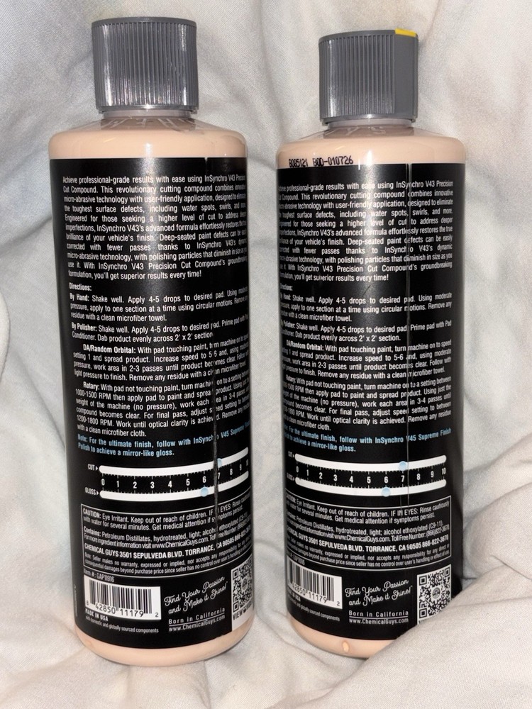Chemical Guys - InSynchro Precision Cut Compound (2 Pack) (16 oz) NEW