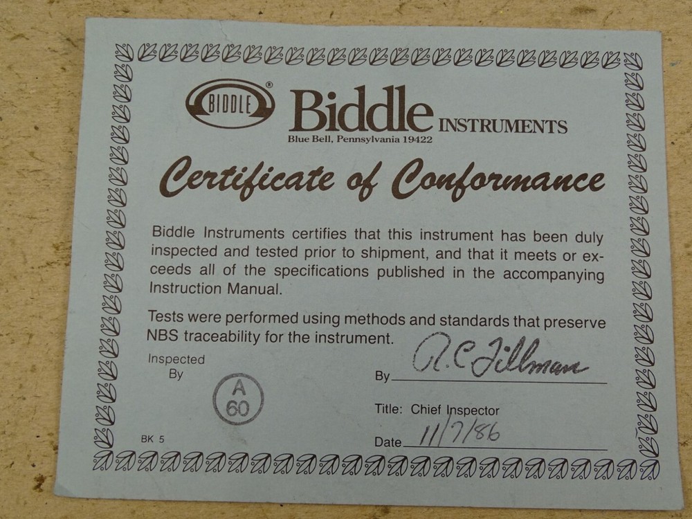 Biddle Versa-Cal Calibrator Untested, 720350-2