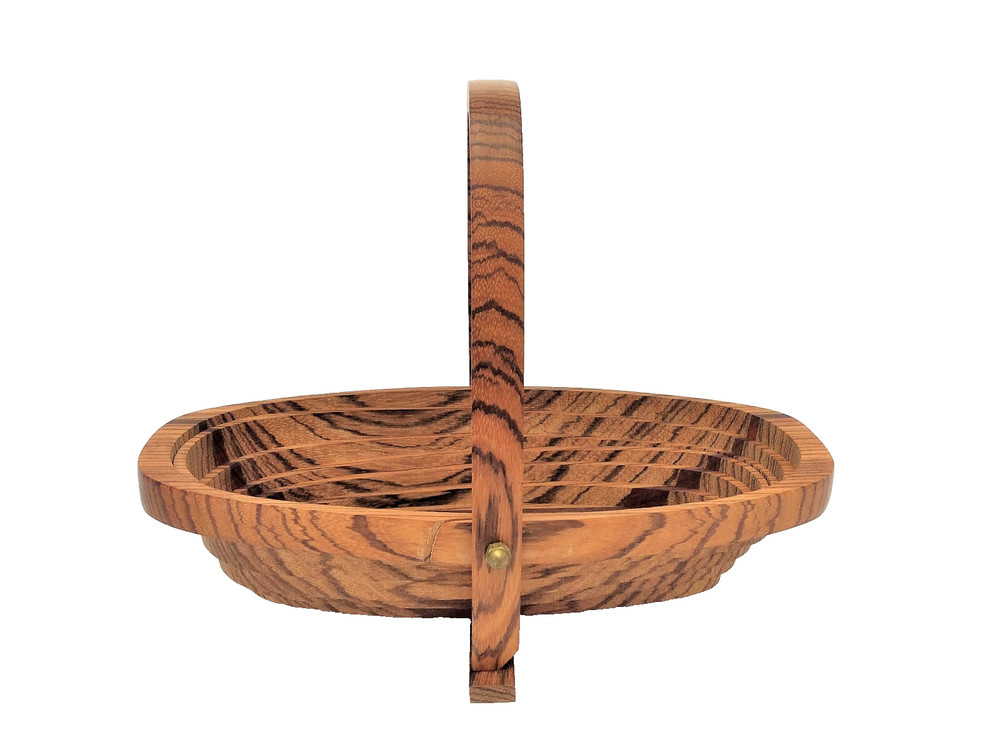 Folding Collapsible Signed Deep Spring Brass Bolt Decorative Basket Used