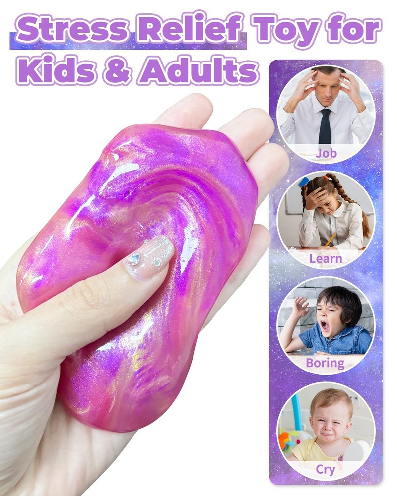 5 Pack Prefilled Easter Eggs Galaxy Slime Toys, Teens Easters Basket Stuffers...