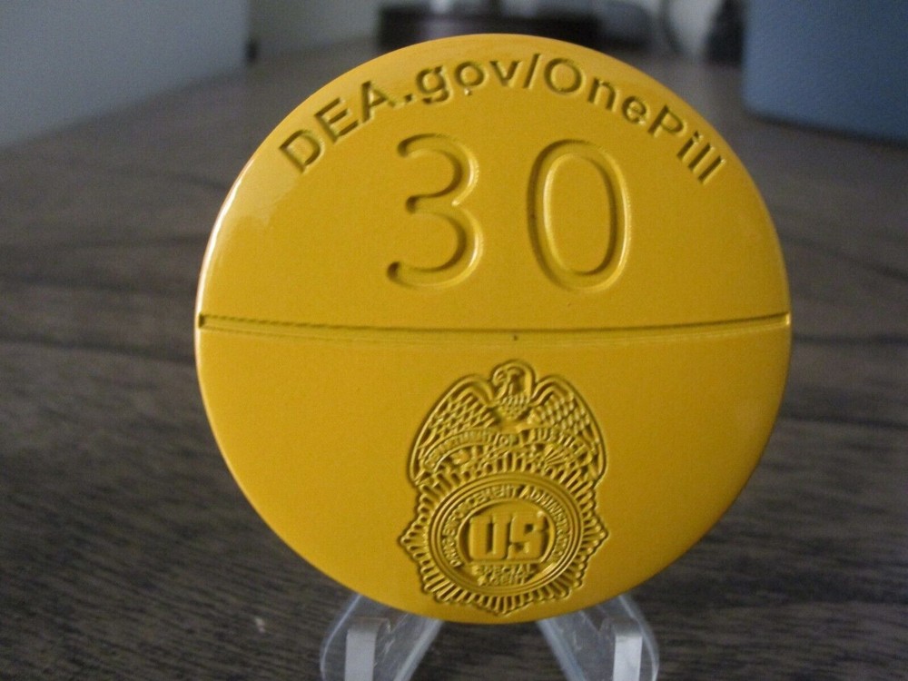 DEA Drug Enforcement Administration One Pill Can Kill Orange Challenge Coin