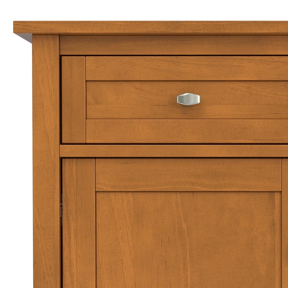 SIMPLIHOME Warm Shaker Solid Wood Wide Transitional Storage Cabinet for The