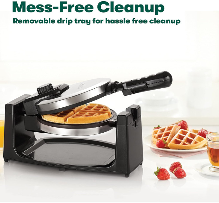 Commercial Hotel Double Belgian Waffle Maker Iron Rotating Baker Pan Machine