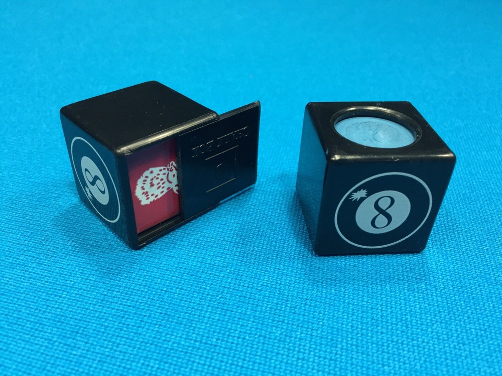 NEW ( 2) Billiard Pool Cue Chalk Box Holder " 8-Ball “